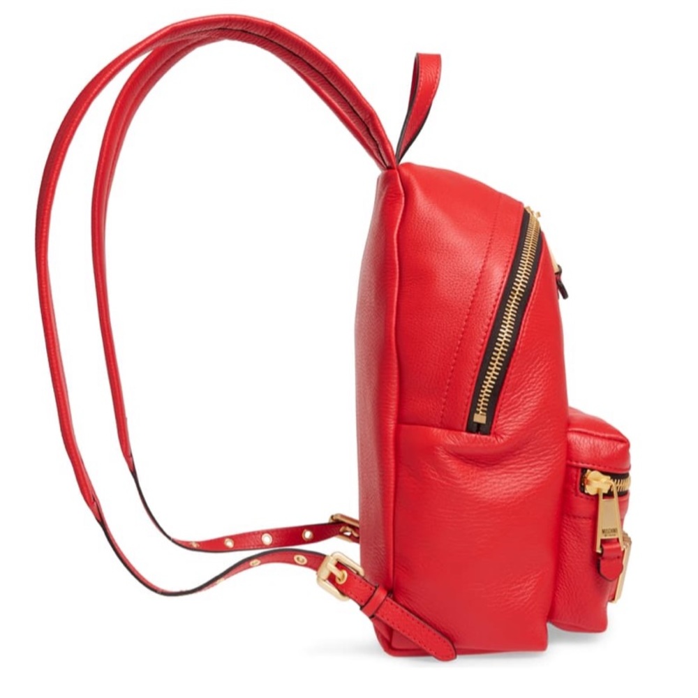 NWT MOSCHINO Logo Deerskin Leather Backpack - Picture 5 of 6